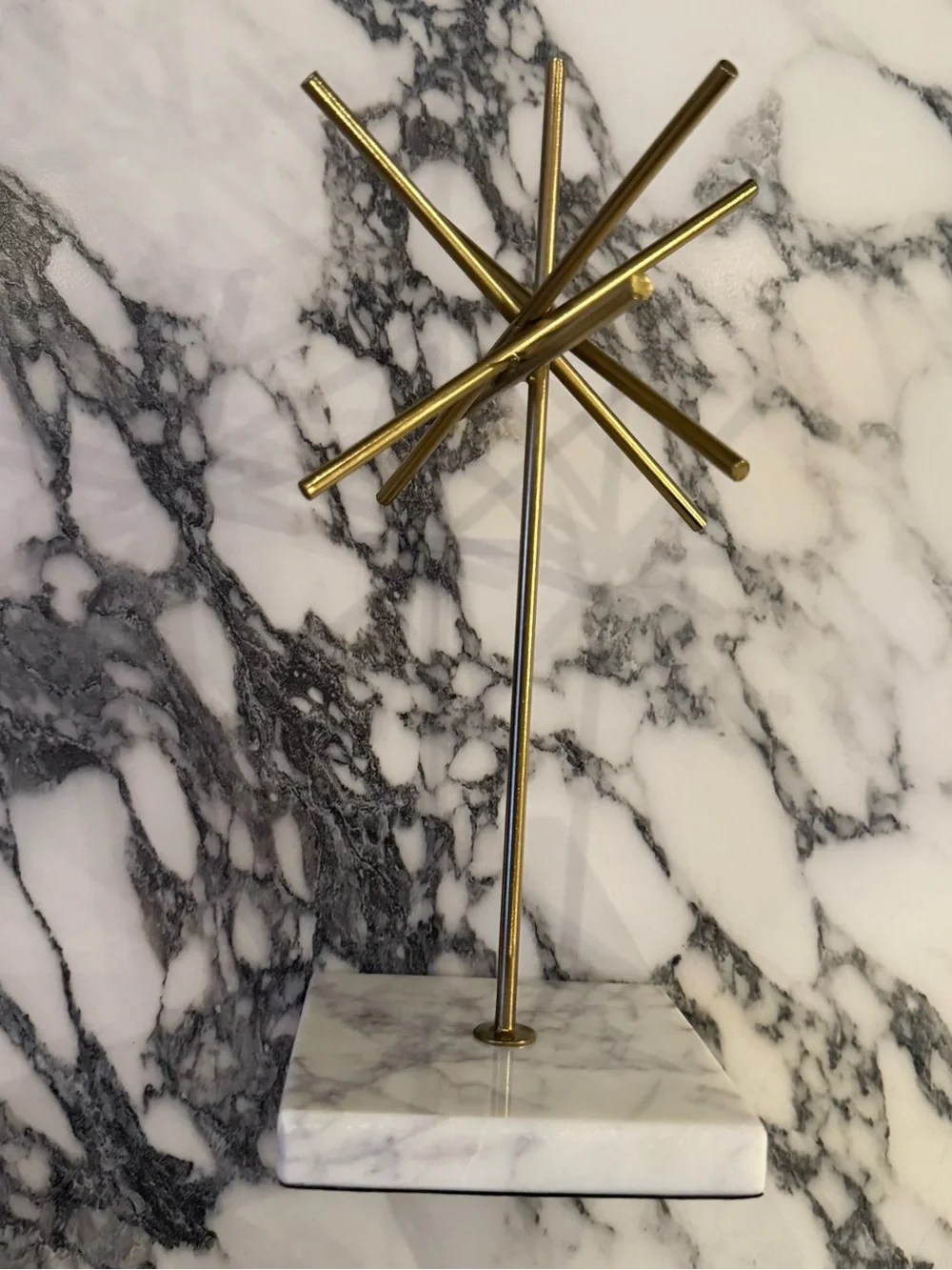 Studio McGee Threshold Tall Brass & Marble Starburst Object 10.25